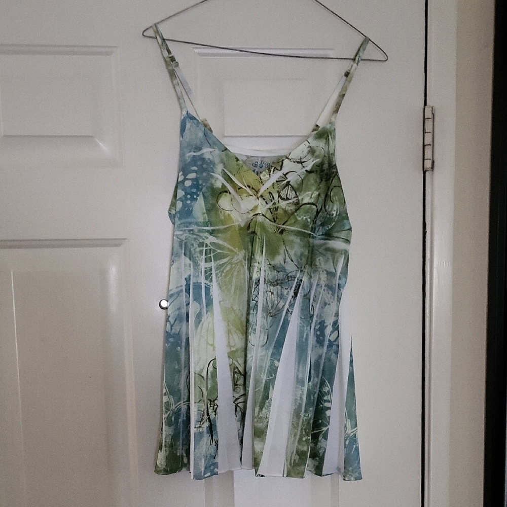 Green and Blue Flowy Tank Top